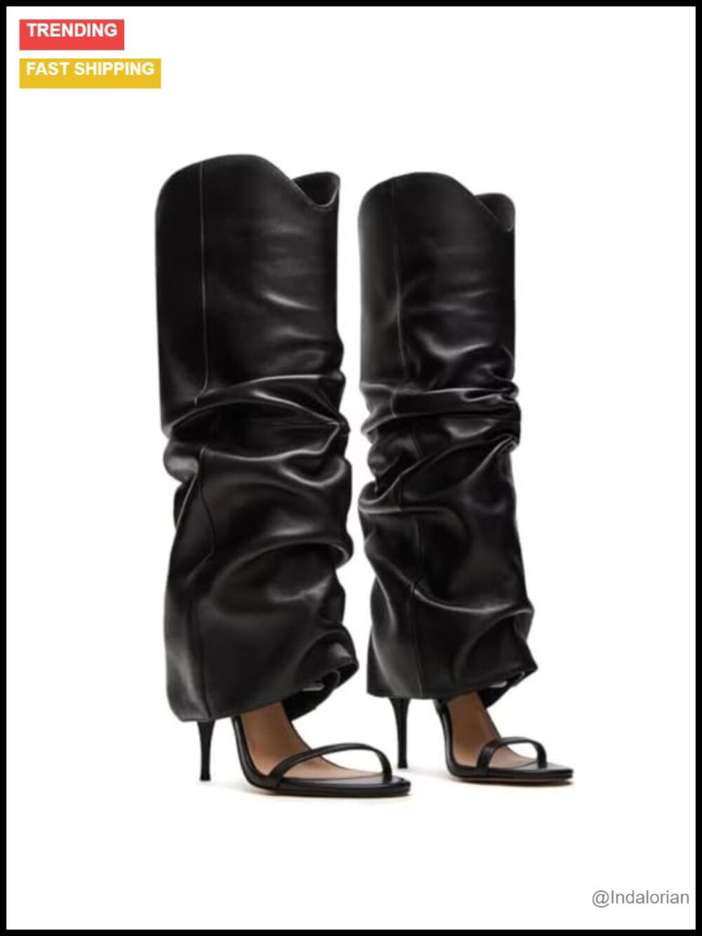 2-in-1 Convertible Knee High Boots & Heeled Sandals Faux PU Stiletto